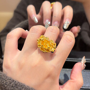 海上羅孚黃金繁花錦簇戒指女新款999足金花朵戒子食指環(huán)生日禮物送女朋友 黃金牡丹花戒指10-11號/金重約3.5克