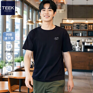 TEEK速干透氣夏裝短袖t恤男生潮流衣服 2025夏季青年簡(jiǎn)約印花男裝體恤 ST2153黑色 S