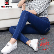 AEMAPE2025春夏秋新款韓版時(shí)尚顯瘦彈力緊身高腰破洞牛仔褲女小腳長(cháng)褲 無(wú)破洞藍色  27