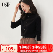 歐莎（OSA）【多色可選】半高領(lǐng)長(zhǎng)袖T恤女士2025年秋冬季內(nèi)搭打底衫上衣百搭 黑色A M