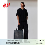 H&M上衣T恤2025年夏季新款時(shí)尚男裝寬松版T恤1285130 黑色 S 170/92