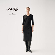 14361436桑蠶絲2025早秋新品女士圓機(jī)垂墜感老錢風(fēng)連衣裙 黑 L