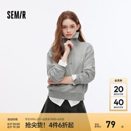 Semir衛(wèi)衣女純色半開(kāi)襟衣服溫柔百搭秋休閑風(fēng)寬松落肩套頭衫ins潮 中花灰00510 M