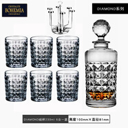 BOHEMIA 捷克進(jìn)口水晶玻璃杯威士忌杯啤酒杯洋酒杯果汁杯飲料牛奶水杯子 捷克金剛威杯7件套+不銹鋼水杯架