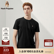 Hush Puppies暇步士男裝夏季純色百搭圓領短袖T恤 097黑色3 L