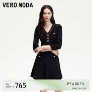 VEROMODA連衣裙25春季新款鏈條亮片七分袖針織連衣裙325146007 黑色 M