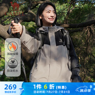 駱駝（CAMEL）戶外登山服中性加絨防潑水風(fēng)衣外套 C34CW0L4626A 幻影黑/灰 S
