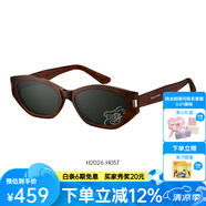 海倫凱勒【可可鏡】吸睛小窄框墨鏡女摩登貓眼框潮流百搭太陽(yáng)鏡男H2606 H05T全綠(高清偏光)鏡片