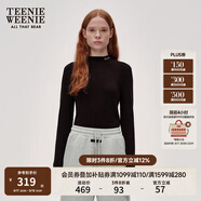 Teenie Weenie小熊女裝簡約簡約冬裝吸濕發(fā)熱抓絨半高領(lǐng)打底衫T恤 黑色 L (170)