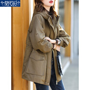 莫代爾棉服女加厚保暖外套派克服女裝新款2025秋冬裝寬松顯瘦棉衣女裝 咖啡色 M 建議90-110斤