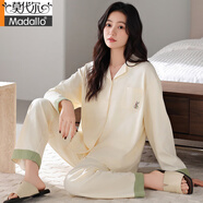 莫代爾睡衣女款春秋季純色開衫2025年新款簡(jiǎn)約長(zhǎng)袖家居服兩件套裝 A35931 M 女款