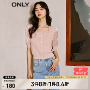 ONLY淑女泡泡袖花朵拼接套頭短袖針織衫女|123213003 C38 紫羅蘭色 XS 155/76A