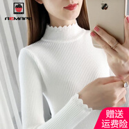 AEMAPE半高領(lǐng)打底衫女2025春秋時尚緊身針織衫女上衣短款毛衣 白色 S