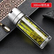 玻璃水杯一鍵開(kāi)蓋車(chē)載速開(kāi)杯男士商務(wù)便攜雙層隔熱水杯定制批發(fā) 300ml銀色蓋 規格