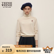 Teenie Weenie小熊女裝春季簡(jiǎn)約時(shí)尚休閑雙層高領(lǐng)針織毛衣打底衫 象牙白 M 165