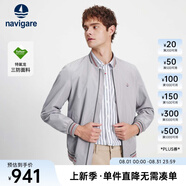 Navigare意大利小帆船男士三防夾克秋季休閑棒球領(lǐng)外套簡約舒適男裝上衣 煙灰 L /50