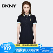 唐可娜兒（DKNY）【京東奧萊】夏季新款女裝短袖連衣裙女夏裝時(shí)尚氣質(zhì)顯瘦中長(zhǎng)款W1 黑色 XS