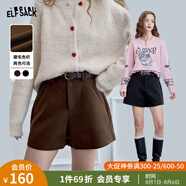 妖精的口袋復(fù)古高腰毛呢直筒短褲女2024冬季新款a字百搭闊腿靴褲 復(fù)古咖色 XL