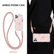 瓊雅樓 適用蘋果15手機殼iPhone15ProMax新款獨角獸可背斜挎掛繩時尚女網(wǎng)紅四角鏡頭全包防摔氣囊保護套 透明-閃耀獨角獸S粉+斜挎長繩【掛件B179】 蘋果15