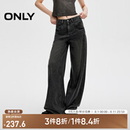 ONLY春夏時尚百搭高腰寬松直筒長褲牛仔褲女|124332054 J09 深牛仔灰色 M (165) 68A