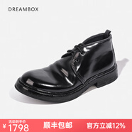 dreambox鈞博vibram高端意大利馬臀皮高幫皮鞋復(fù)古手工固特異男靴 黑色 44