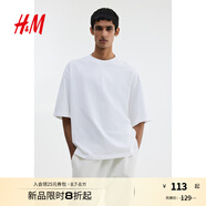 H&M男裝T恤2025年夏季新款大廓形T恤1294399 白色 L 175/108