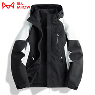 貓人（MiiOW）春秋新款男女裝chic防風(fēng)薄外套秋季女潮牌戶外短沖鋒衣單層登山服 LSM1818D黑白-男(單外套) 2XL