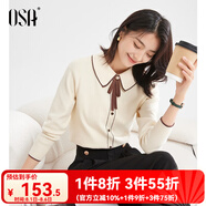 歐莎（OSA）千金小香風減齡內搭娃娃領針織衫2025秋新款打底衫毛衣女上衣氣質 杏色A S