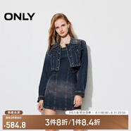 ONLY春夏復(fù)古水洗牛仔裙套裝短裙連衣裙女|124442003 J39 藍(lán)黑 XL (175) 92A