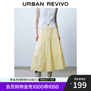 UR2025夏季新款女裝時尚休閑甜美蝴蝶結系帶半裙UYY550026 米黃 S