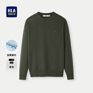 HLA海瀾之家針織衫男圖案刺繡保暖圓領(lǐng)休閑毛衣男秋新年