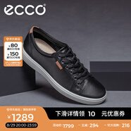 愛步（ECCO）休閑鞋 板鞋男鞋男士平底耐磨皮鞋低幫鞋子男 柔酷7號430004 黑色43000401001 43