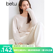 百圖betu女裝秋季新款毛針織衫V領(lǐng)100%羊毛長袖針織衫女2409T16 淺杏色 M