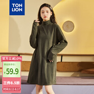 唐獅（TonLion）2024女搖粒絨高領針織長袖連衣裙 橄欖綠 S 