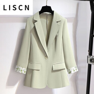 LISCN西裝兩件套裝女外套碎花減齡吊帶連衣裙時(shí)尚洋氣春秋職場(chǎng)通勤穿搭 8206綠色西裝 2XL 建議141-160斤