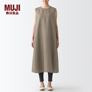 無(wú)印良品 MUJI 女式 亞麻水洗 無(wú)袖連衣裙 BCL48C2S 淺灰棕色 XS-S