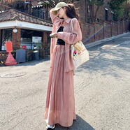拉夏貝爾（La Chapelle）粉色甜美溫柔穿搭時(shí)尚休閑衣套裝長(zhǎng)裙女夏新款休閑顯瘦氣質(zhì)兩件套 藕粉色 M 【111斤-125斤】