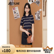 Jessy line杰茜萊條紋上衣女針織衫 藏青 M
