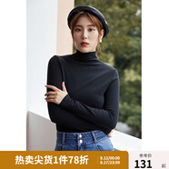 獨束大碼女裝堆堆領(lǐng)打底衫女秋冬內搭修身顯瘦胖mm毛衣長(cháng)袖針織衫 黑色 L