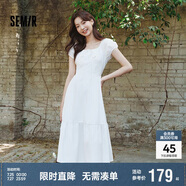 森馬（Semir）連衣裙女白月光氣質(zhì)溫柔夏季2025蝴蝶結(jié)優(yōu)雅U領(lǐng)長裙109325114004