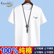 鱷魚(yú)恤新款夏季時(shí)尚打底短袖t恤男款純棉寬松半袖圓領(lǐng)時(shí)尚百搭純色上衣 DX白色 4XL 【建議165-180斤】