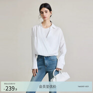 亦谷假兩件背心吊帶長袖白襯衫女裝2025新款減齡開春韓系穿搭上衣 柔紫色（白色） M