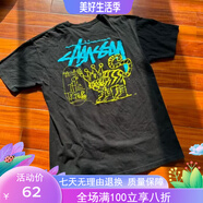 斯圖西（stussy）夏季美式自主潮牌斯圖紅標皇冠貓王印花短袖男女百搭潮流高街短袖 貓王皇后短袖黑（220克） XL