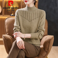 皮爾卡丹（pierre cardin）秋冬新款半高領打底衫女加厚毛衣洋氣寬松顯瘦短款外穿內搭針織衫 駝色 S 建議90-100斤