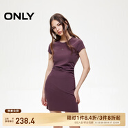 ONLY2025春季新款金屬裝飾收腰捏褶短裙T恤裙連衣裙女|125161021 E10深絢棕色 XS