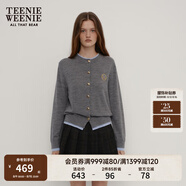 Teenie Weenie小熊針織開(kāi)衫女春季軟糯舒適簡(jiǎn)約休閑通勤針織毛衣外套女 深灰色 L (170)