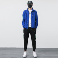 NBA SHOES-NIKE NASA運動(dòng)套裝男春秋季純棉衛衣冬季新款潮流秋季戶(hù)外休閑運 藍色 M _適合95斤-115斤