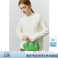 范思藍(lán)恩22FS4488圓領(lǐng)絞花馬海毛毛衣女秋冬內(nèi)搭針織衫寬松慵懶風(fēng) 白色 XS