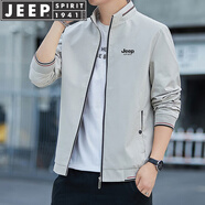 JEEP SPIRIT吉普夾克男外套立領(lǐng)上衣男士春秋季純色中青年茄克衫舒適透氣服裝 杰浩-2210卡其 XL （130斤-155斤）