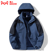 貓人（MiiOW）三合一短外套女男保暖秋冬小個子防風(fēng)夾克滑雪戶外登山服潮 KY09A牛仔藍(lán)/深藍(lán)-男 L
